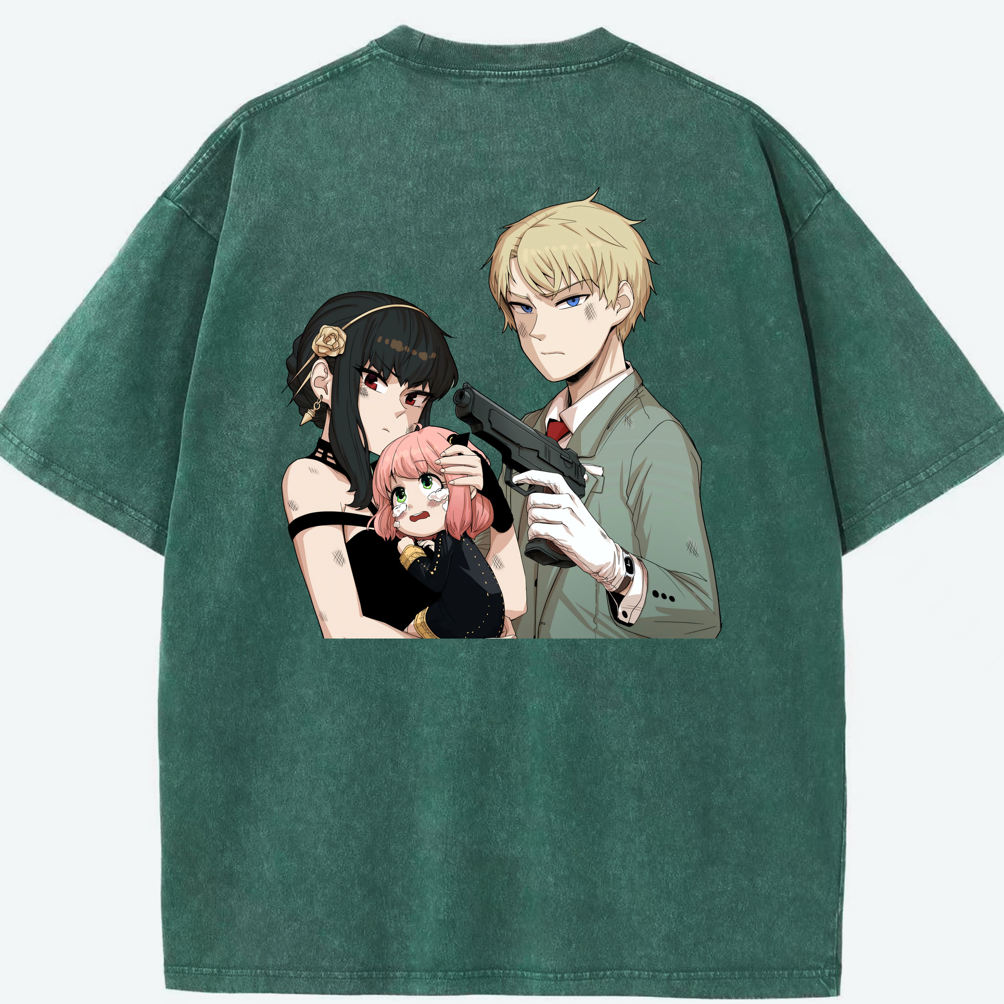 （画像用） SPY×FAMILY间谍家家酒 綿100% ヴィンテージ風 半袖Tシャツ（背面プリント）